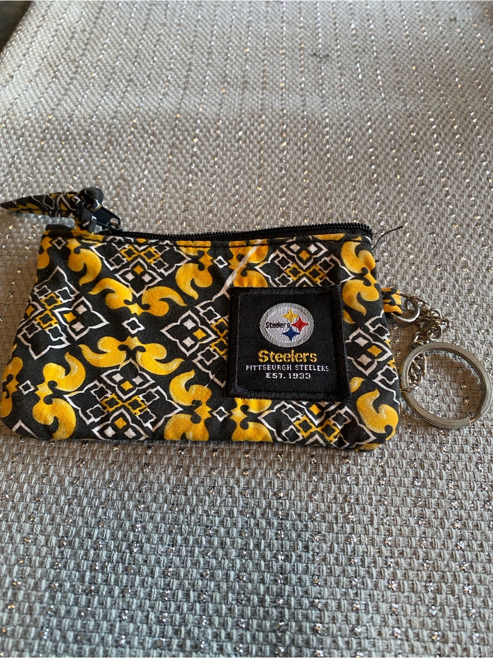 Pittsburgh Steelers Yellow & Black Patterned Coin Pouch Keyring
